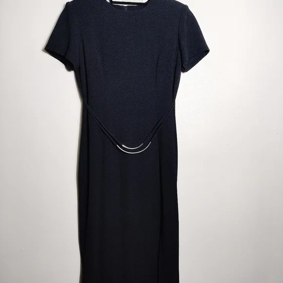 Victoria Stephens Dresses | Vintage Victoria Stephens Black Maxi Dress Belt Accent Plus Size 14 Classic | Color: Black | Size: 14 | Wandaorange11's